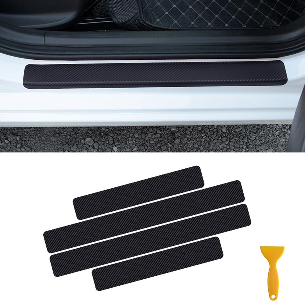 XIZHID 4Pcs Car Door Sill Protectors Compatible with VW Polo Mk5 (6R) 2009-2014, Carbon Fiber Anti-Scratch Door Entry Guard Decals Scuff Plate Stickers