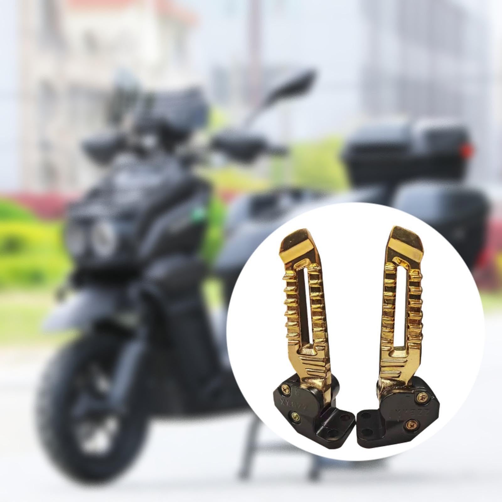 2 Stück Motorrad Fußrasten Faltbar Aluminium Fußstützen rutschfest Installation Reparaturteile für Motorradpflege Garage, Golden