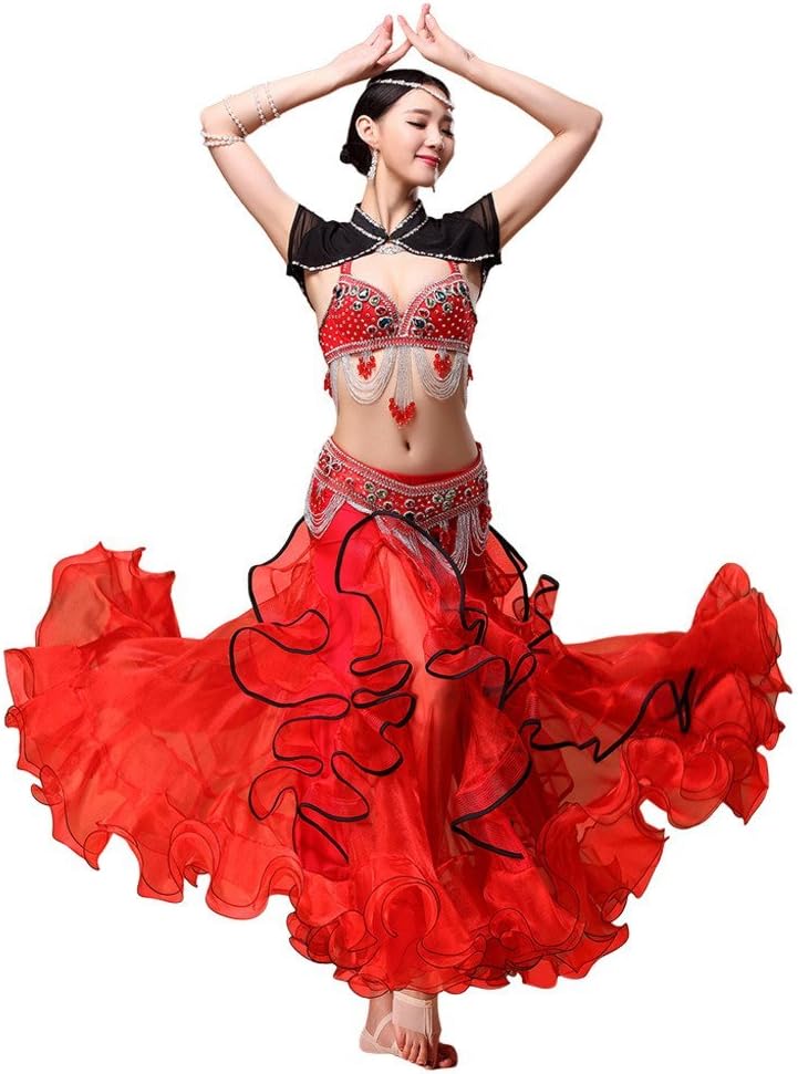 Belly Dance Costume,Top Bra Waistbelt Skirt 3pcs