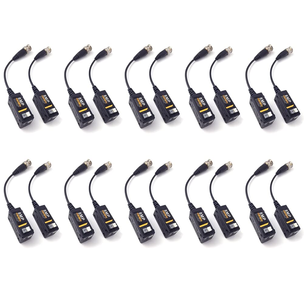 Veciado 10 Pairs HD BNC Video Balun 8MP 1080P 720P Transceivers UTP Cat5 HD CVI TVI AHD for Camera