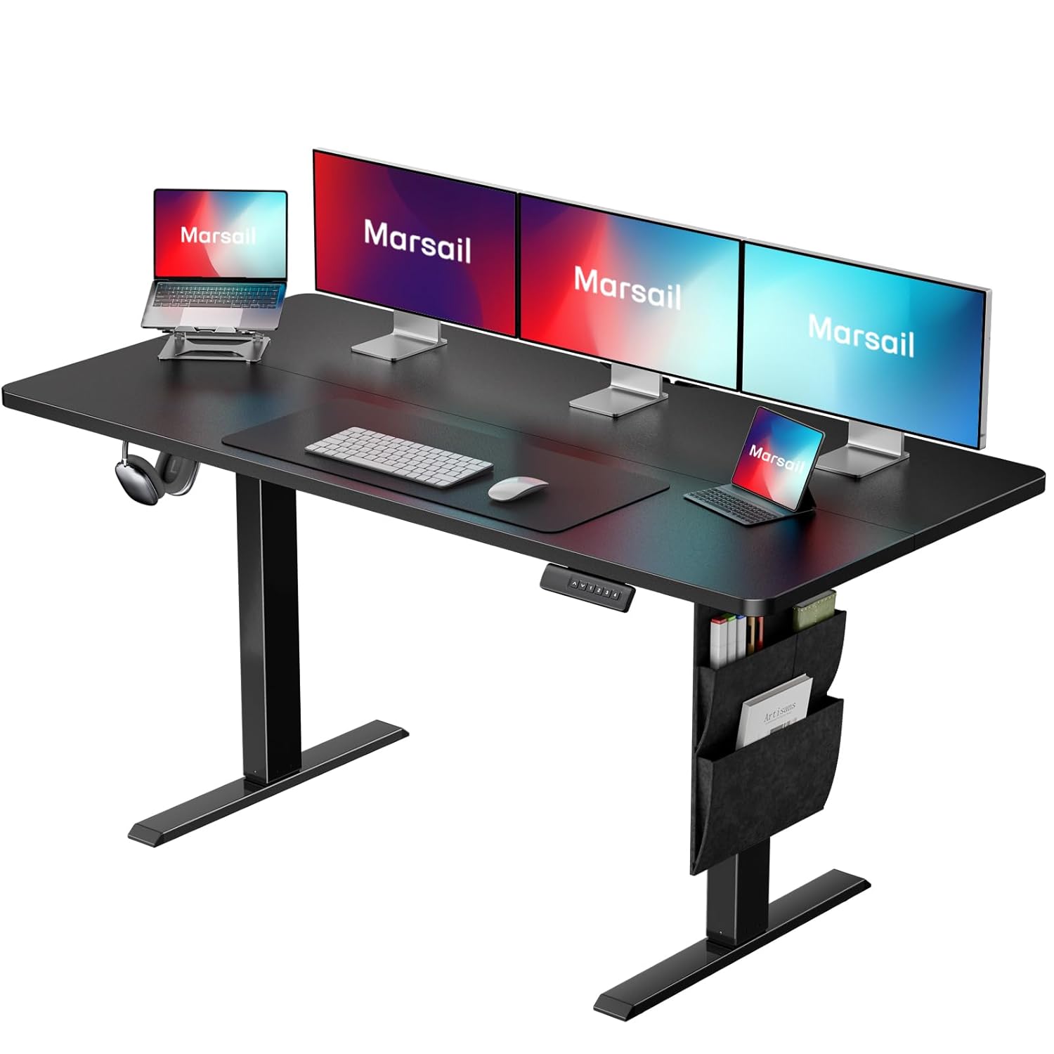 Marsail 55x24 Electric Standing Desk - Adjustable Height Computer Desk with Memory Presets Storage Bag Cable Management for