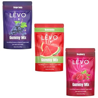 مجموعة من 3 قطع من LEVO Gummy Mix - البطيخ والتوت والعنب - اصنع حلوى الجيلي المنقوعة بنفسك - كل كيس يصنع 64 حلوى جيلي - مجموعة من 3 قطع