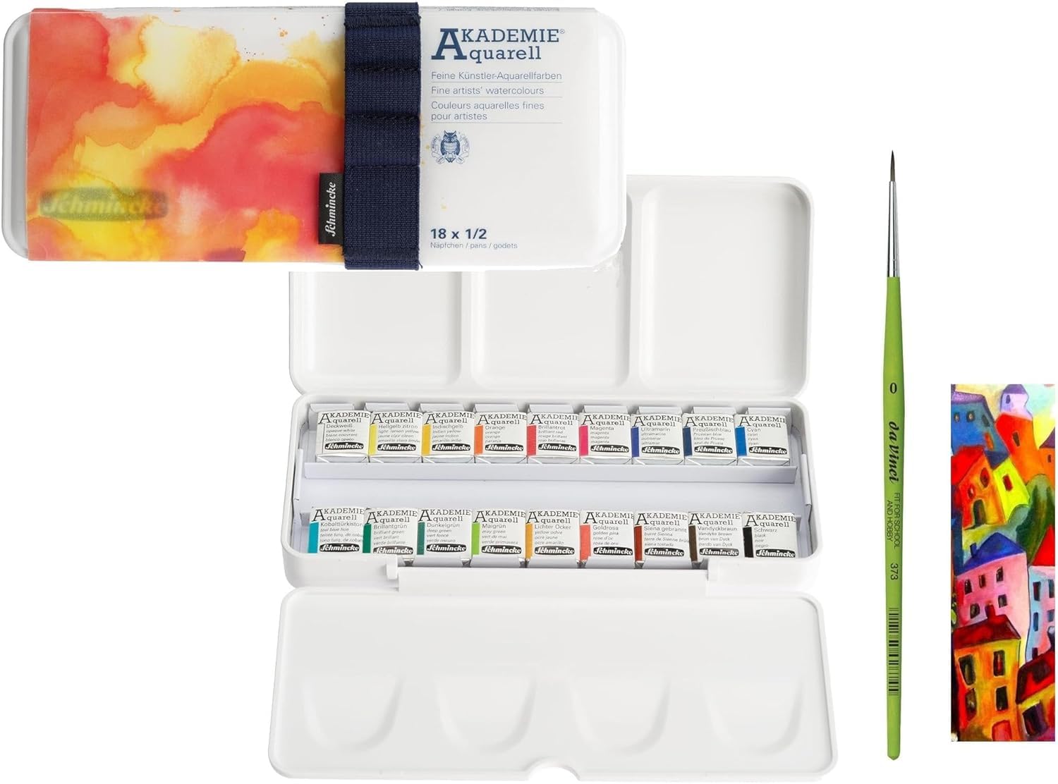 Schmincke AKADEMIE Aquarellfarben-Set, 18 halbe Näpfchen