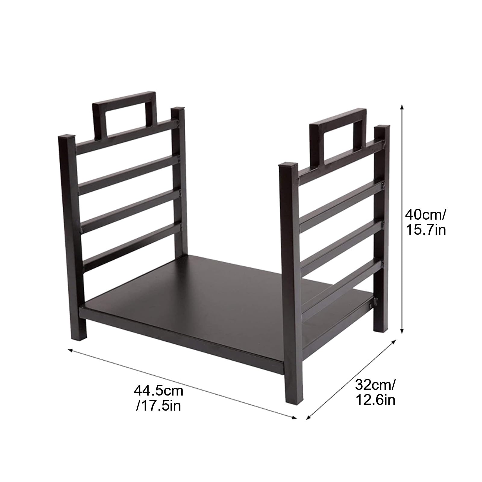Leñero de Metal Leñeras de Interior y Exterior, Soporte para Leña de Chimenea, con Transportador de Leña y Asas, para Patios y Terrazas