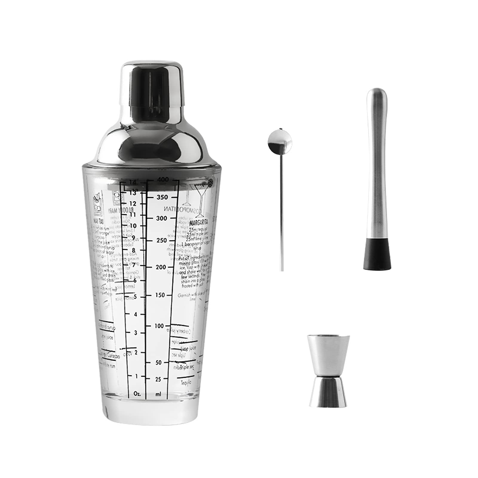 Juego de Coctelera Coctelera de vidrio,coctelera,tapa de mezcla,tapa a prueba de fugas,coctelera,coctelera de cóctel,agitador de bebidas,regalos del kit de barman. Agitador de Cócteles ( Color : D )