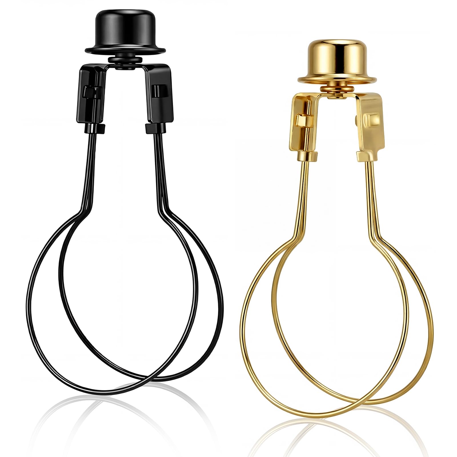 Honoson 2 Pcs Bulb Lamp Shade Light Bulb Clip Adapter Includes Finial and Lampshade Levellers for Replacement (Black and Gold)
