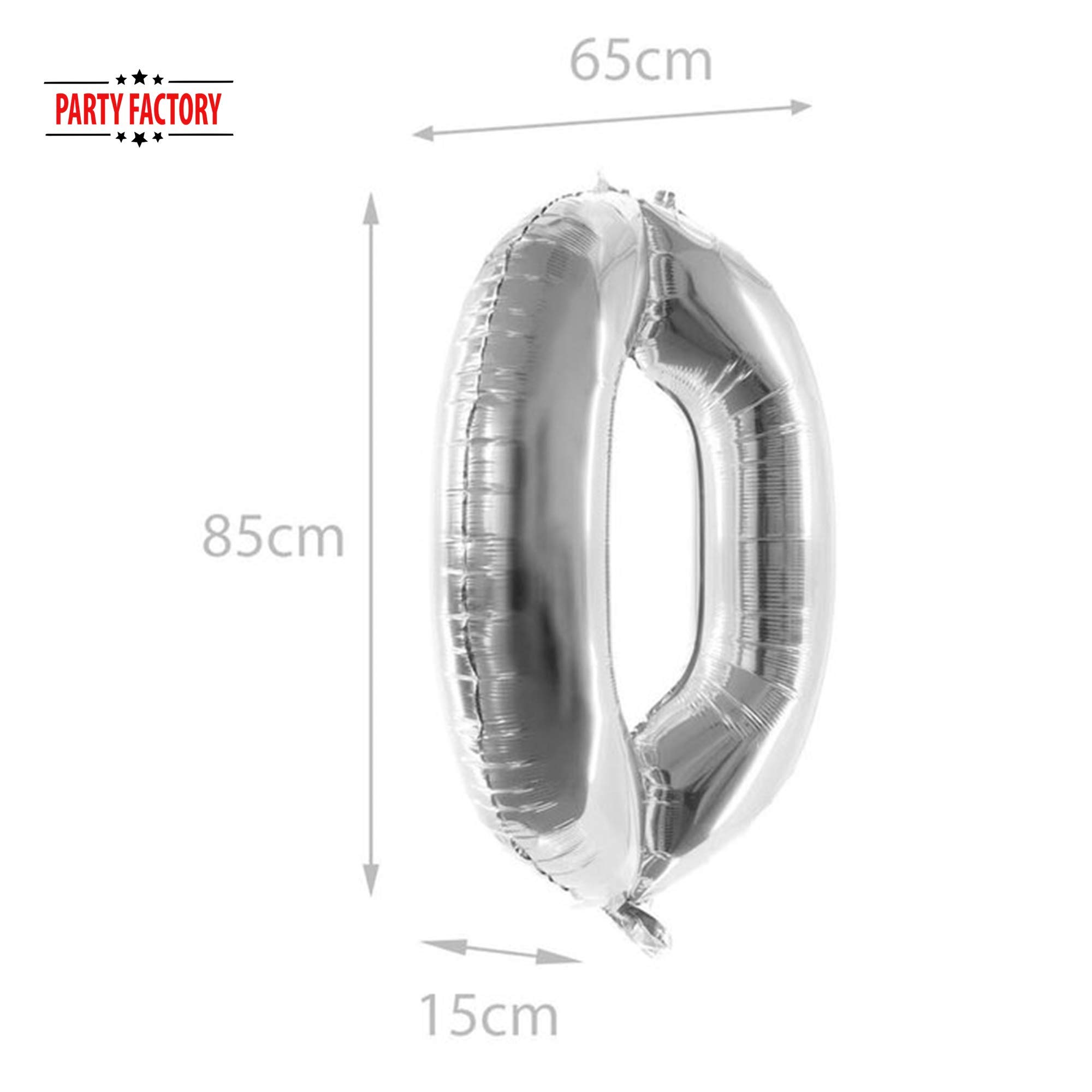 XXL Folienballon Zahl 0 – 100 Cm Silber Für Helium Oder Luft