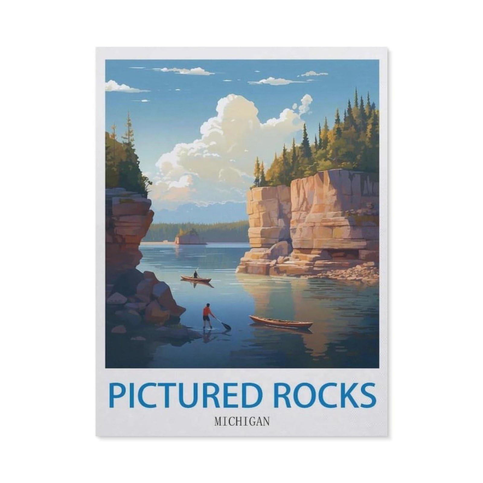 Tin Sign，Pictured Rocks Michigan，Father's Day Gift Home Pub Outdoor Funny Retro Vintage Garden Bar Wall Plaque Man Cave Memorabilia(30x40cm）12x16 inch-EC82