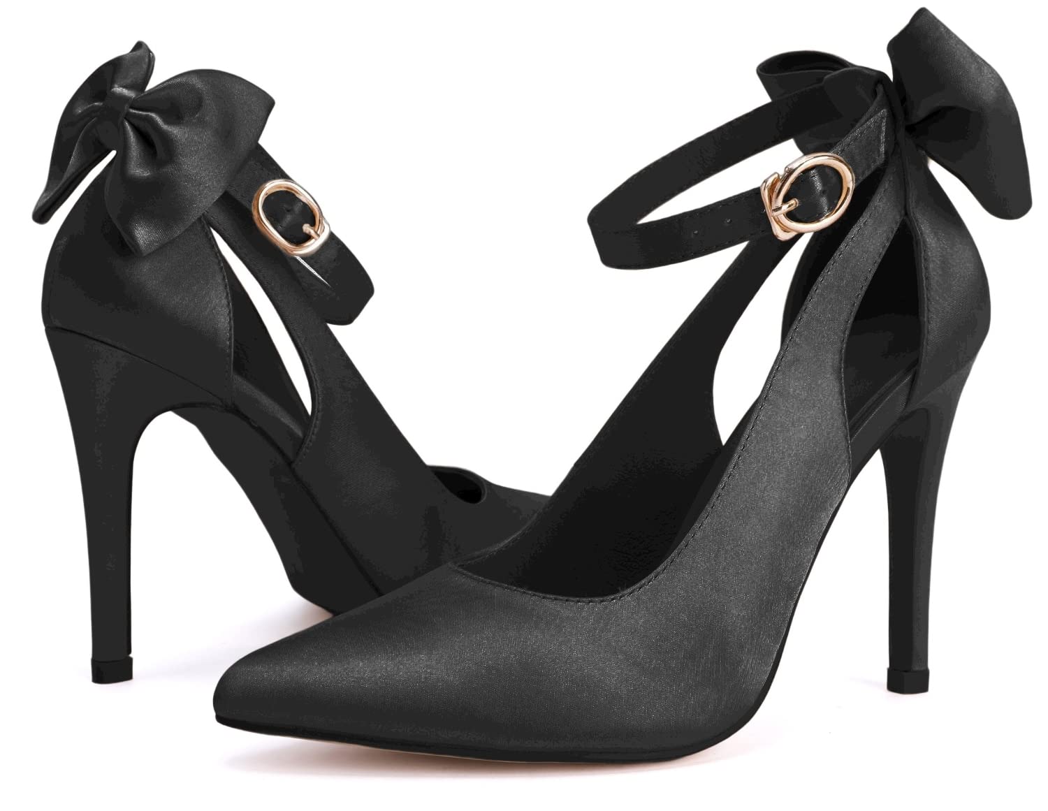 Fashare Womens High Heels Bow Tie Back Sexy Stiletto Ankle Strap Wedding Dress Pumps Shoes