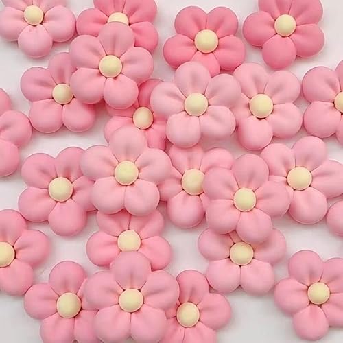 Yuxuanish 30 flores de arcilla acabadas para bricolaje, 1.18 a 1.2 pulgadas, flores de arcilla con acabado hecho a mano para niñas, niños,