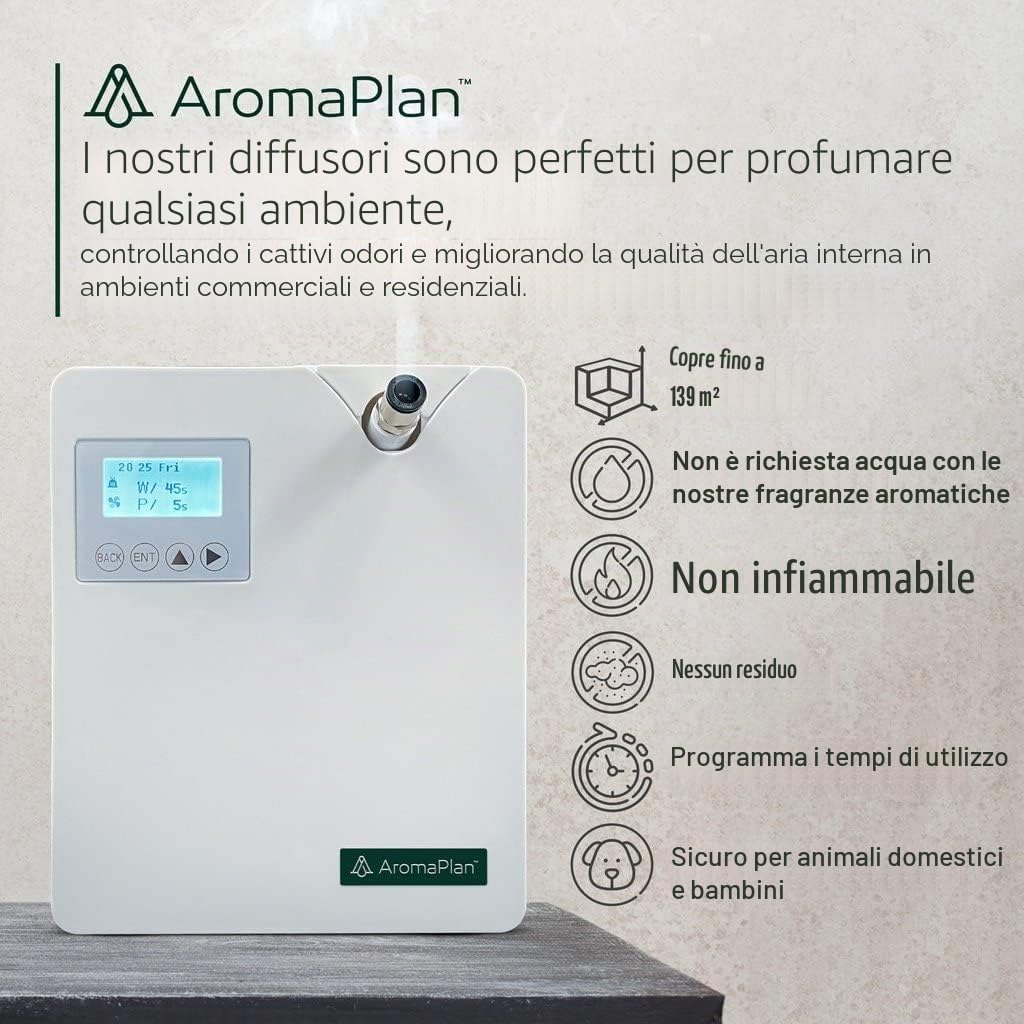 Diffusore di oli essenziali senza acqua, 2025 nuovo diffusore di aromaterapia Bluetooth e WiFi, diffusore professionale senza acqua per grandi stanze, uffici e spa (bianco)