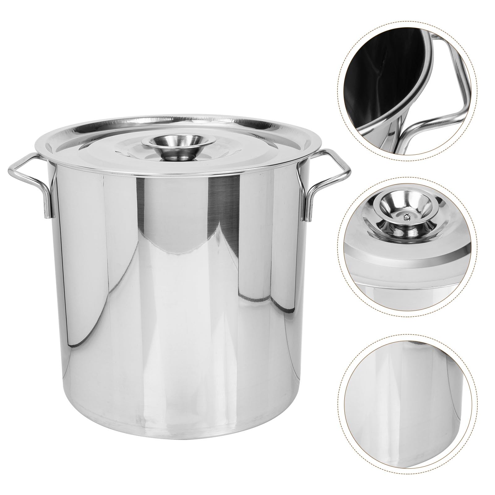 Pentola per Brodo in Acciaio Inox Argento Manico Design Lucida e Liscia per Cucinare Zuppe e Stufati in Cucina