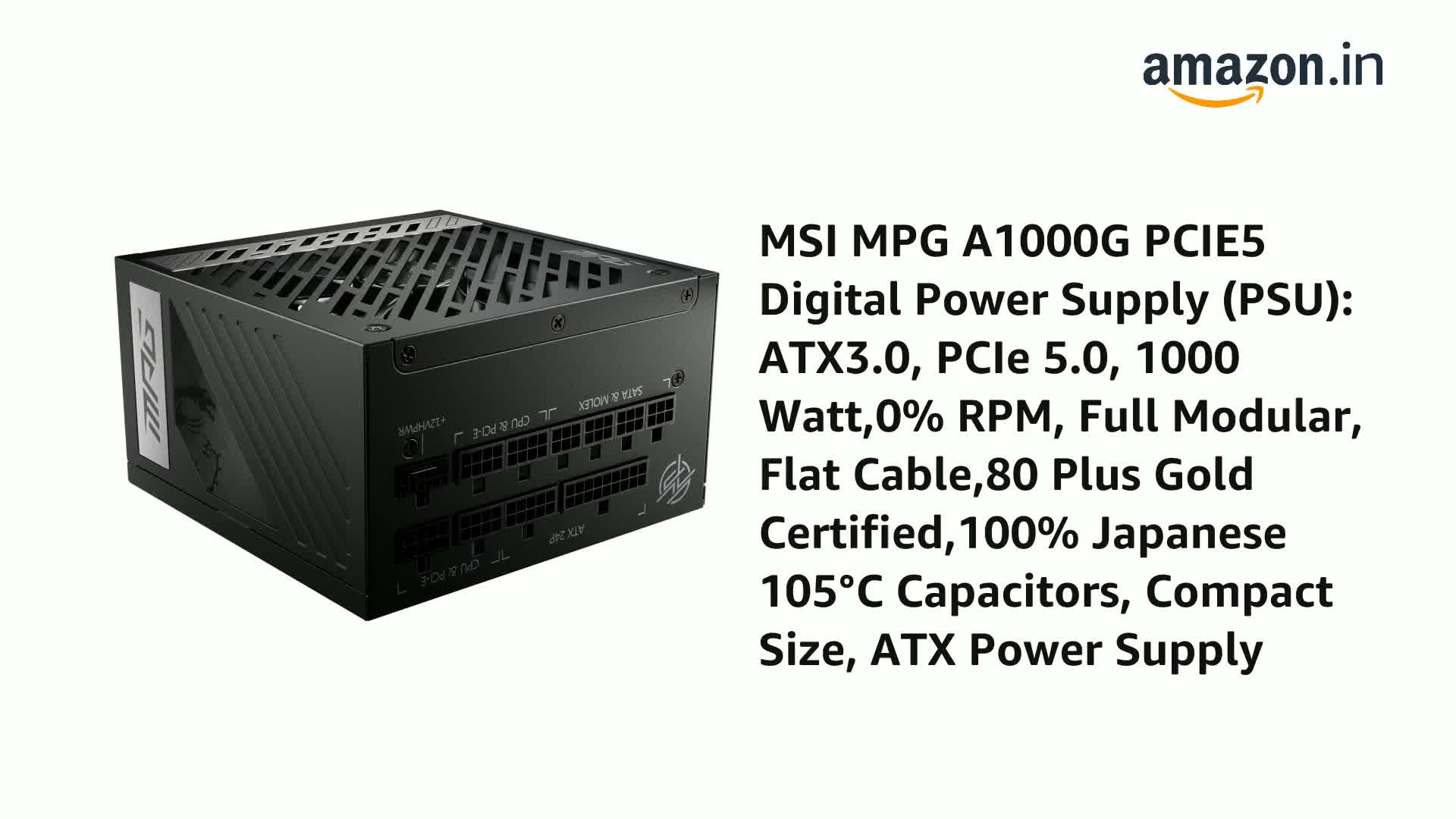 Amazon.in: Buy MSI MPG A1000G PCIE5 Digital Power Supply (PSU