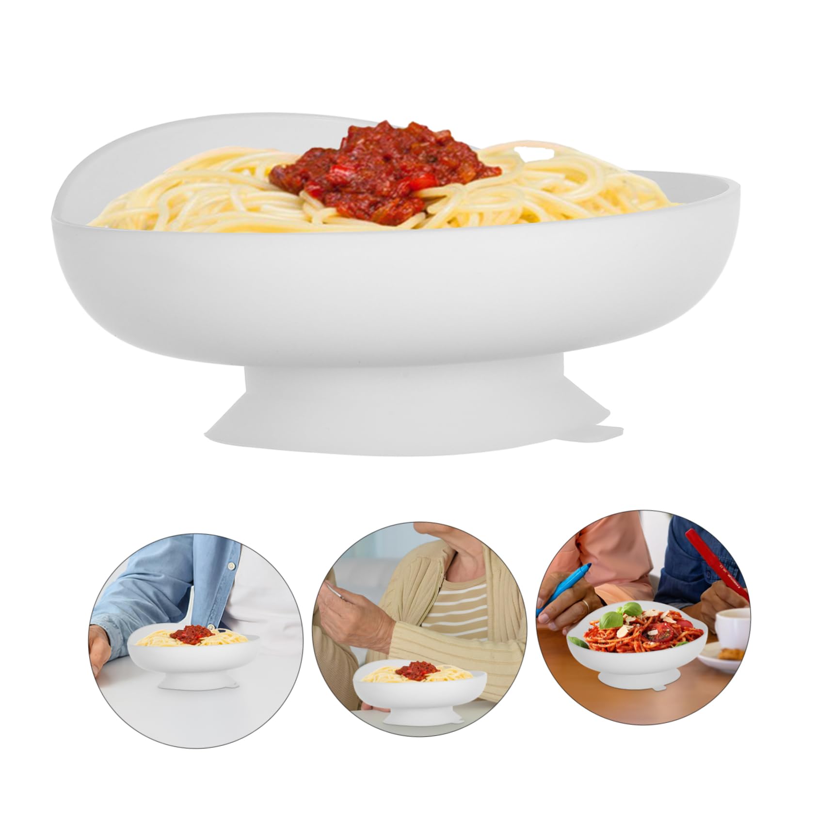 UKCOCO Plato Adaptativo Antivuelco con Base de Ventosa para Comidas Autogestionadas Utensilios para Personas Mayores y Discapacitados Diseño Antideslizante y Prueba de Derrames Color