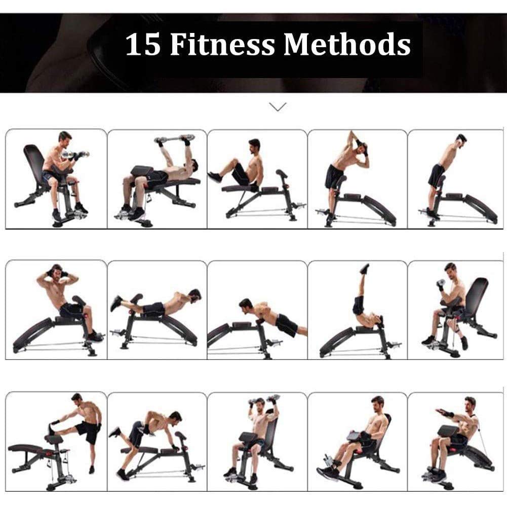GJXJY Banco Manubri Panca Allenamento Regolabile, Multifunzione Panca Fitness Panchina Peso con Leg Extension E Leg Curl, Posizioni Regolabili Panca for Full Body Workout