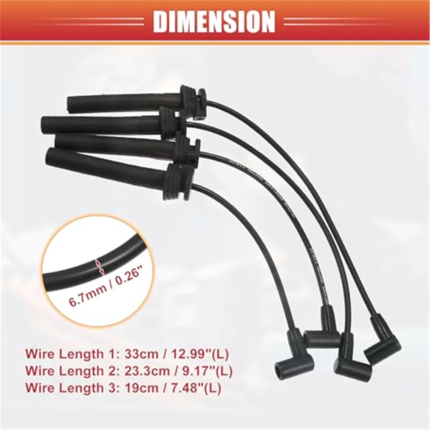 車用スパークプラグコイルワイヤー イグニッションコイルハーネスケーブル 6.7mm MINI、Cooper 2002-2008 L4