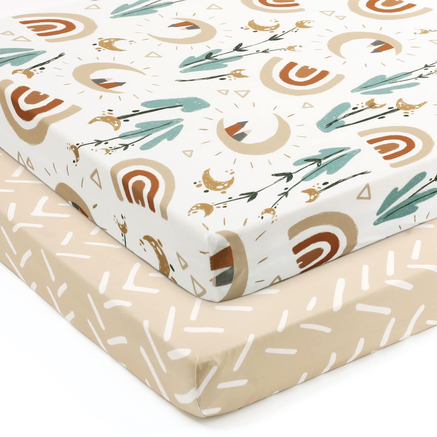 Juego de 2 Sábanas Bajeras Elásticas de Punto Ultra Suave para Patio, para Cunas, para Colchones, Fundas de Colchón de Patios