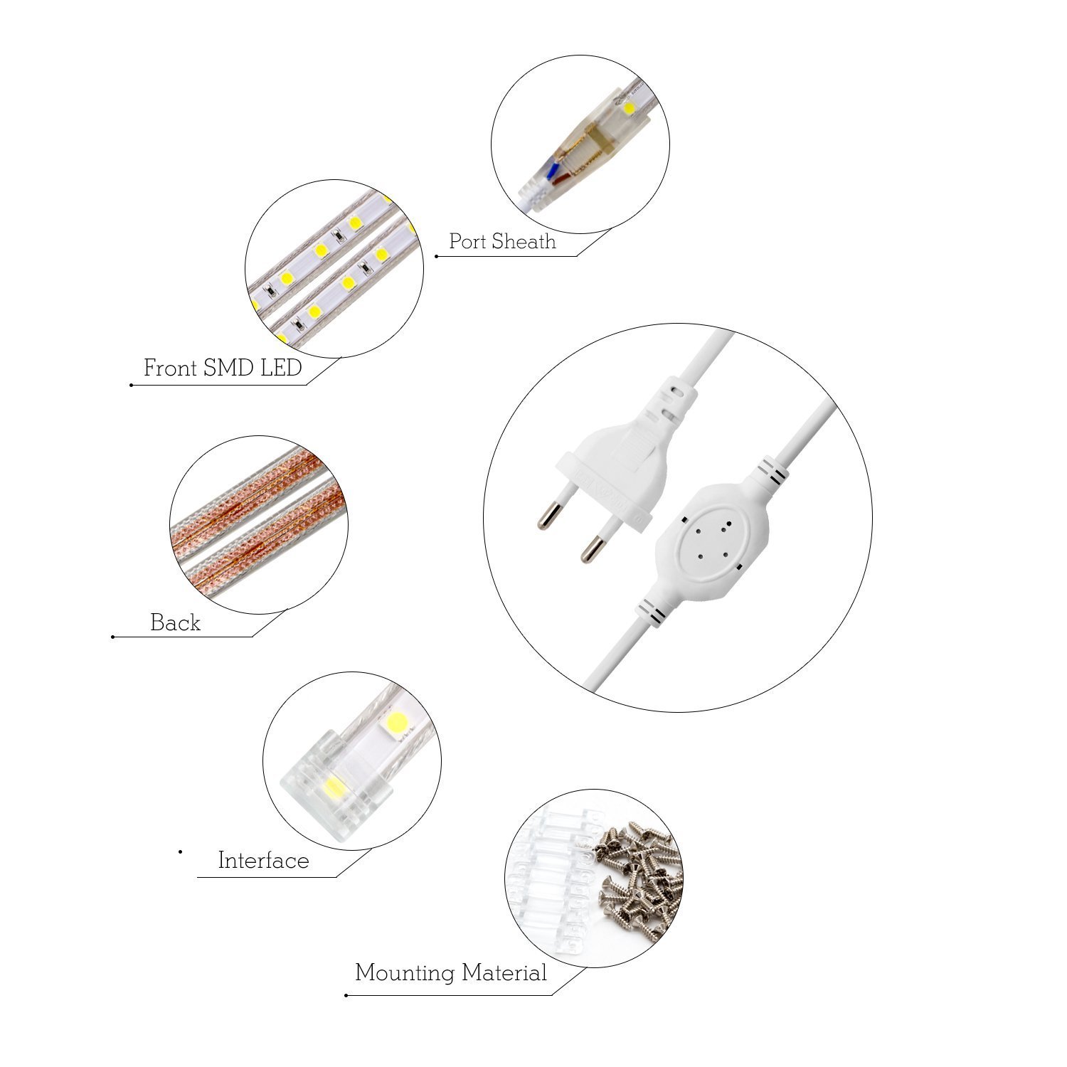 Taśma LED, wodoszczelna, bardzo jasne oświetlenie LED, IP65, 230 V, 60 diod LED/M (5 m, ciepła biel)