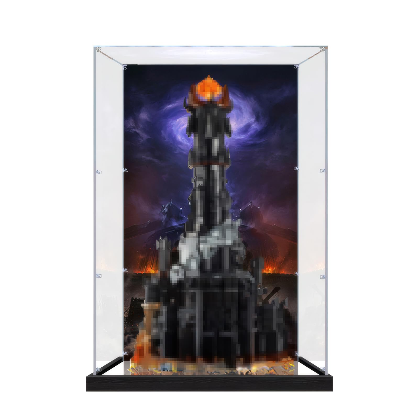 The Lord of The Rings: Barad-dûr for Lego 10333 Acrylic Display Case Transparent Dustproof Storage Box (Model Not Included) (Background Build + Mirror)