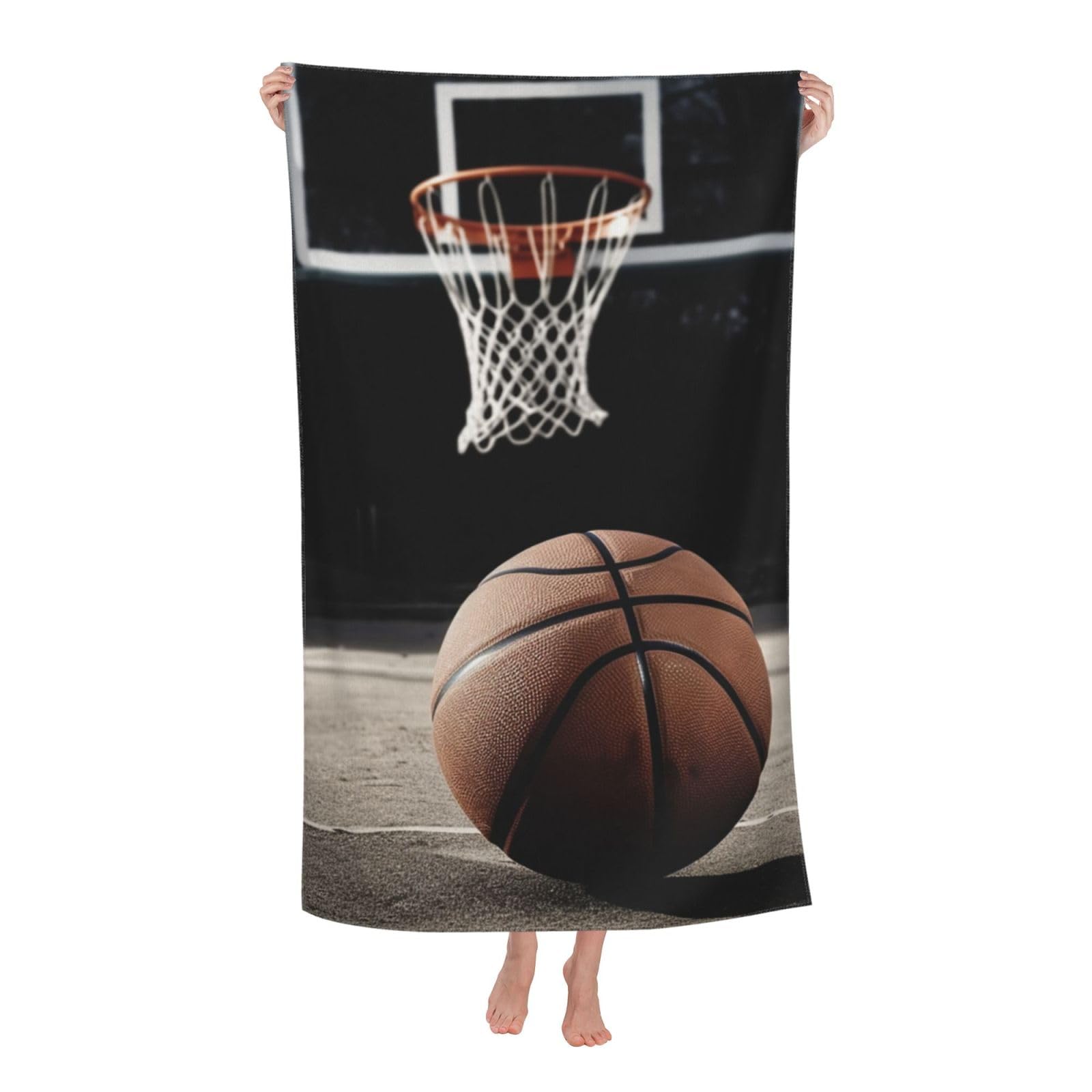 FodPand Basketball Beach Towel Oversized 52 x 32 in Sand Free Pool Swim Towels for Adult Travel Blanket Lightweight Quick Dry Absorbent Bath Towels Cruise Vacation Accessories