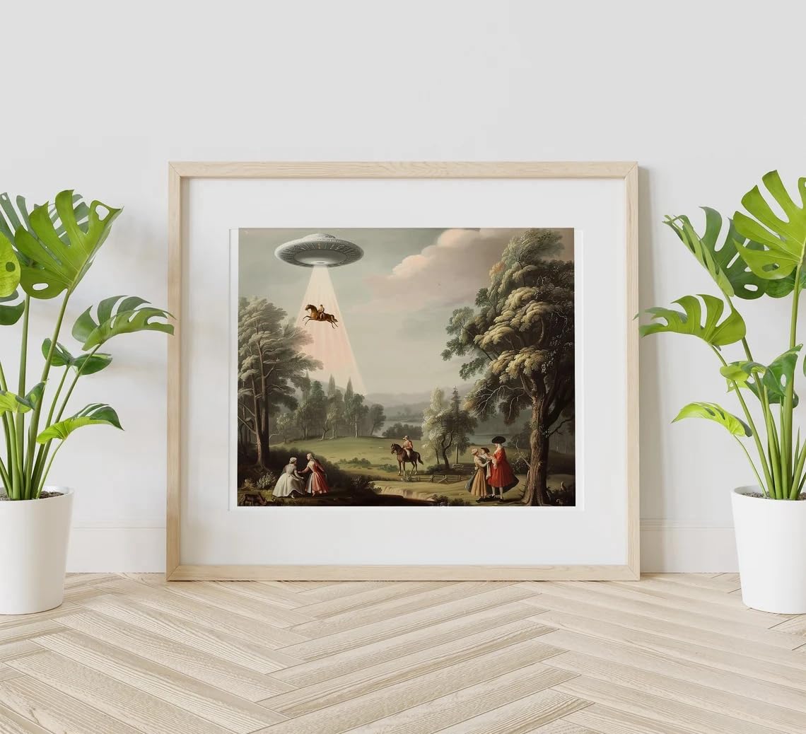 SXWCQK Pôster vintage engraçado de arte de parede vitoriana Ufo