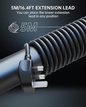 Tower Extension Lead 5M, Extension Cable with USB Ports