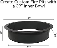 Vista 6 de Sunnydaze - Anillo para hoguera para exteriores, inserto de anillo redondo de acero resistente, bricolaje sobre o en el suelo, 45 pulgadas