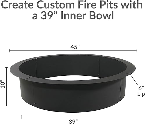 Miniatura 6 de Sunnydaze - Anillo para hoguera para exteriores, inserto de anillo redondo de acero resistente, bricolaje sobre o en el suelo, 45 pulgadas