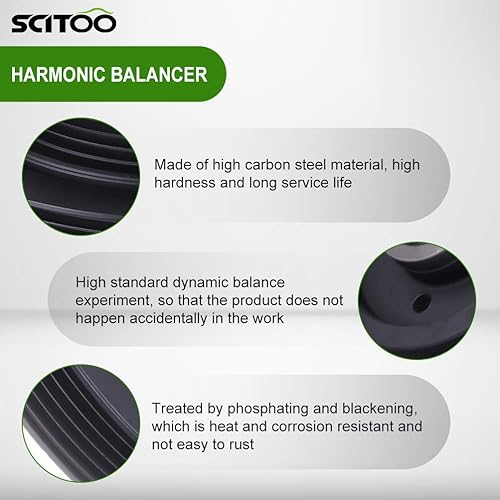 Miniatura 5 de SCITOO PB1107 12303-62J 1230362J Polea de cigüeñal equilibrador armónico para 91-96 99 para Infiniti G 95-98 para Nissan 0SX 91-93 para Nissan NX