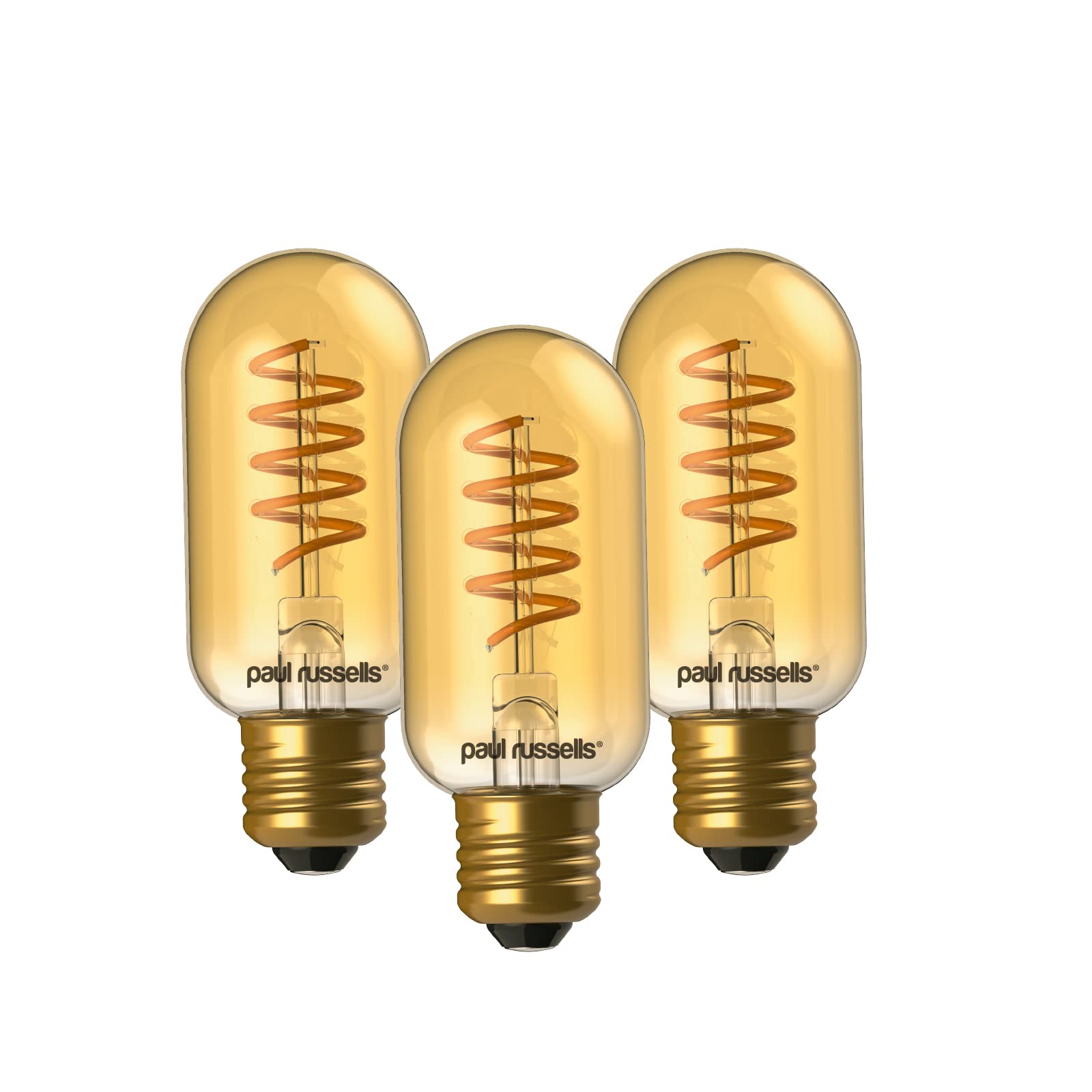 paul russellsT45 LED Filament Edison Screw E27 Vintage Lights - Pack of 3 – 25W Equivalent Replacement 4W 250LM Lumens 1800K ES Decorative Cage Bulbs Non-Dimmable - Extra Warm White Retro