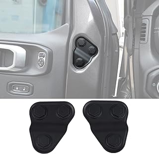 Door Screw Protector Cover Trim for 2018 2019 2020 2021 2022 2023 2024 Jeep Wrangler JL JT Willys Sport S Rubicon Deluxe Sport Utility 4XE Black ABS (2-Door/4-Door) (Pack of 2)