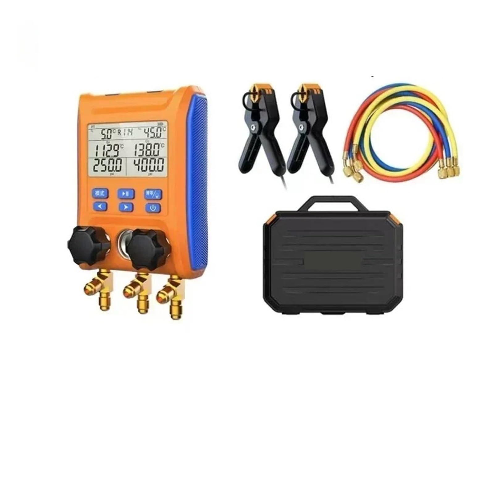 Joliane Lmg-10W Wireless Digital Manifold Gauge Set Data Logging Refrigerant Hvac Gauges With Hoses, Thermometer Clamps(Lmg-10W)