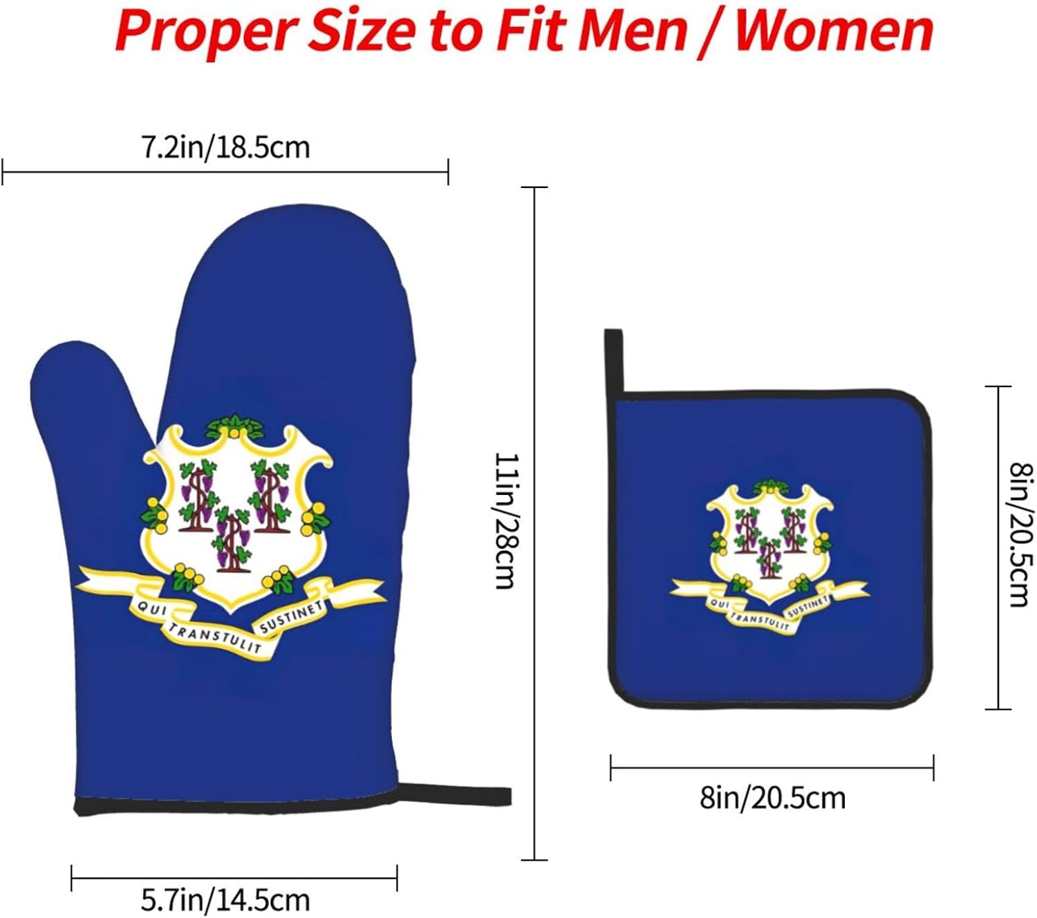 Connecticut State Flag Print Heat Resistant Microwave Gloves, Used for Baking, Cooking, and Fashion Kitchen Essentials