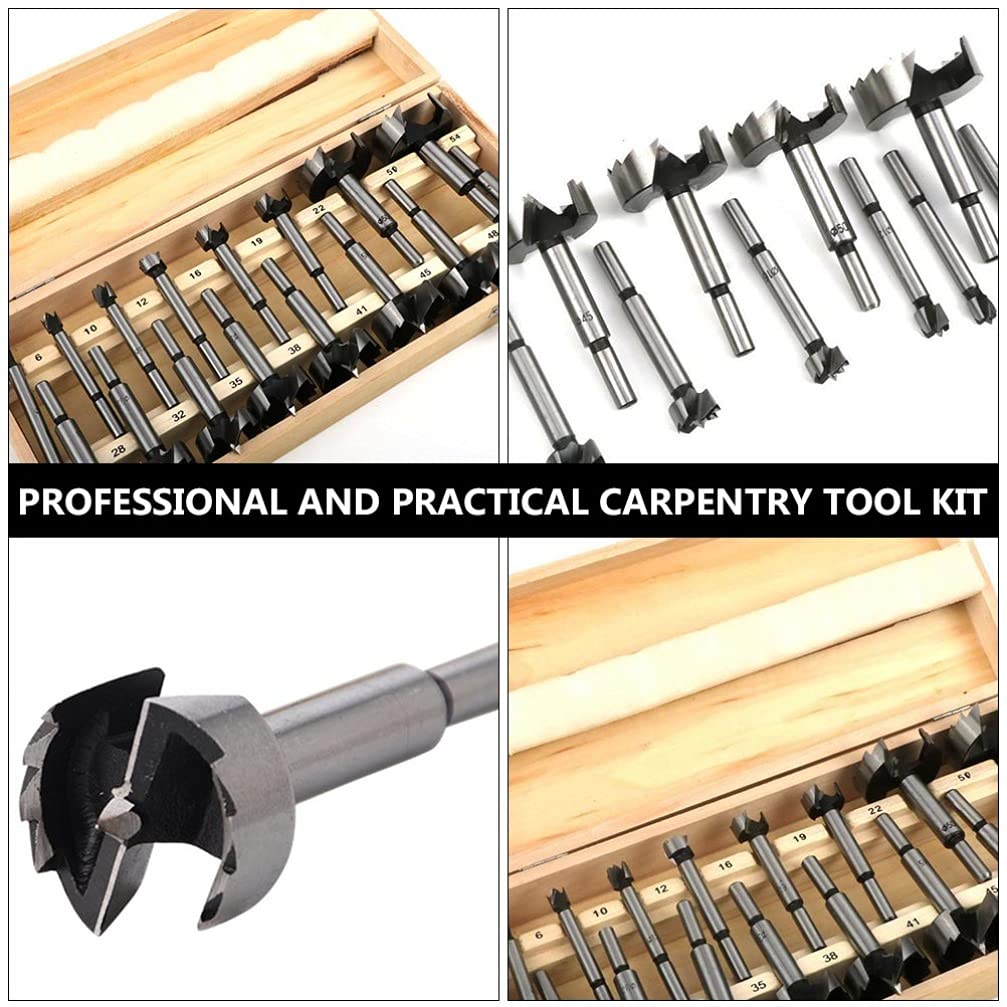 Hemobllo 16pcs Flat Wood Hole Opener Drill Bits Woodworking High-Speed Easy to Install Neat Smooth Boring Tool for Hinge Installation and Wood Processing