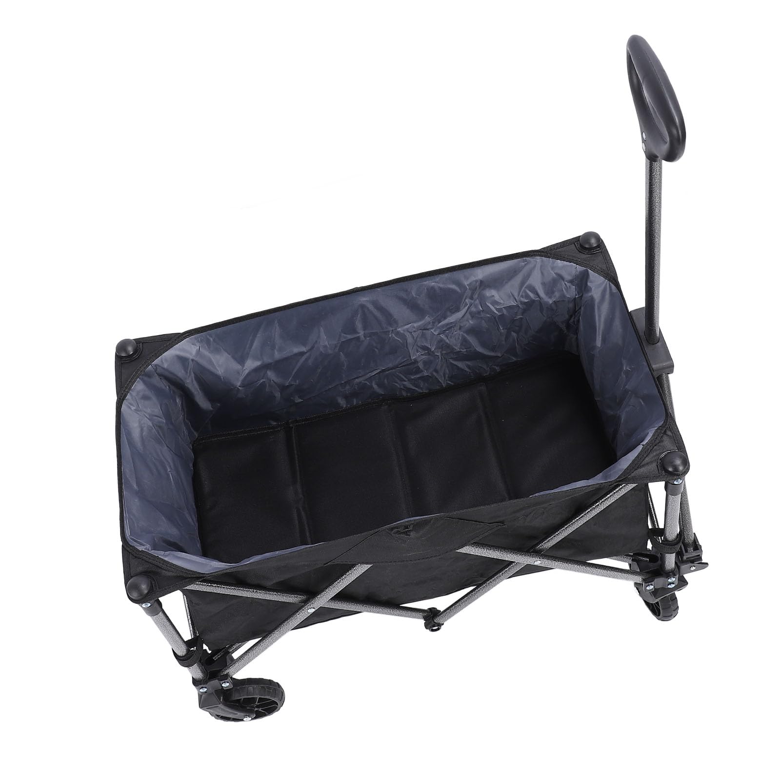 Zusammenklappbarer Wagen aus Stahl, 100 L, Polyester, für Camping, Einkaufen, Schwarz, Mehrzweck-Einkaufswagen, Strandwagen