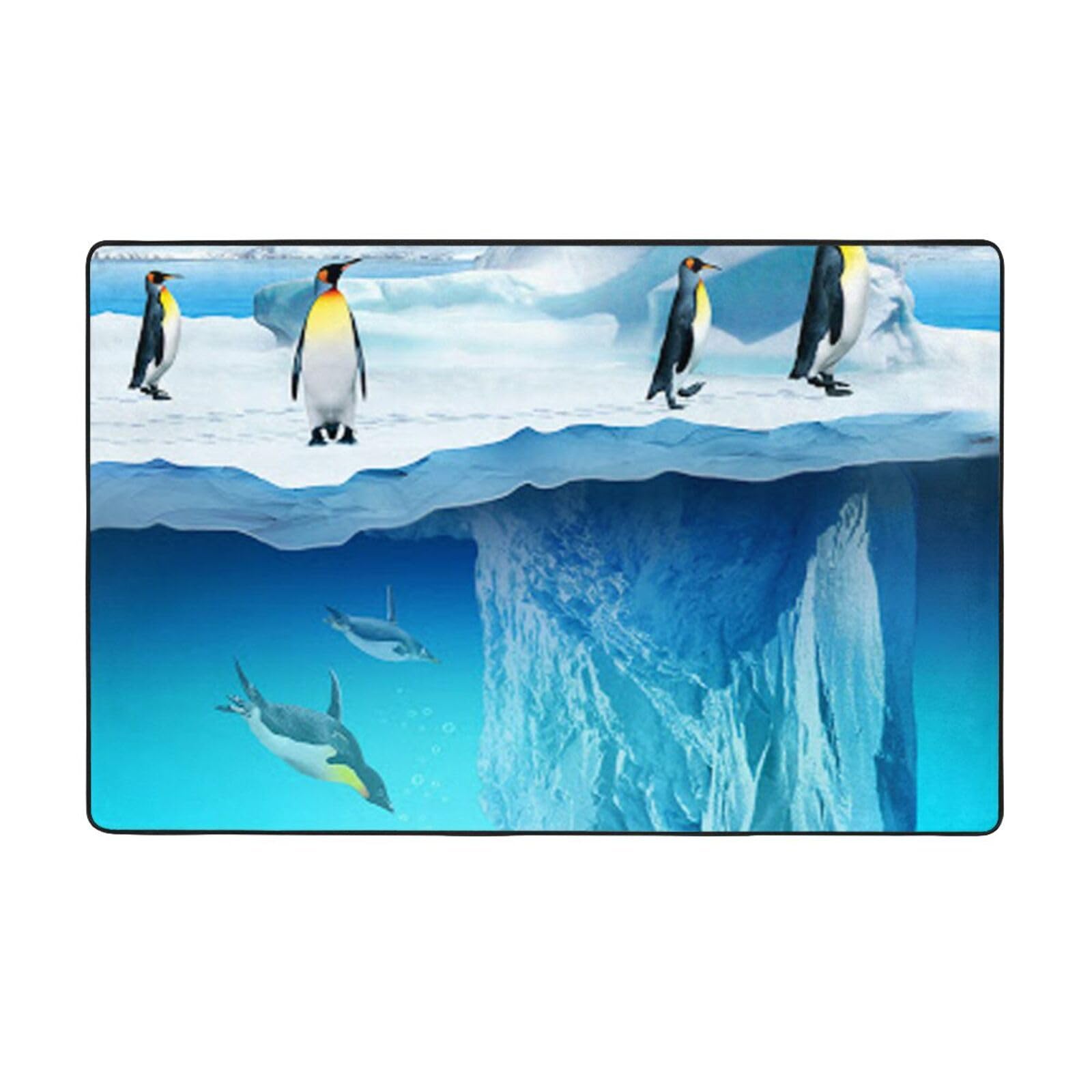 Tapis moderne imprimé pingouins anti-glisse flanelle douce pour le salon