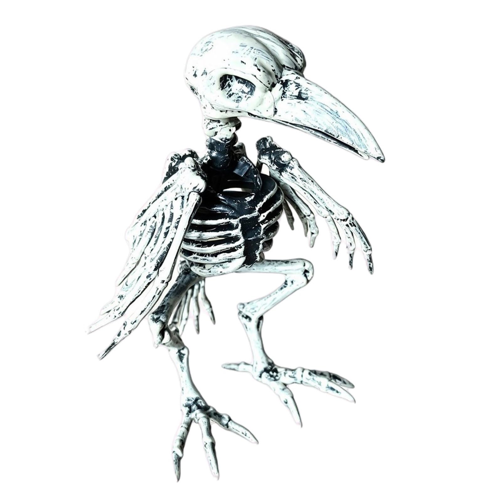 Quentis Halloween Animal Skeleton Figurine Realistic Crow Scorpion Bone Props Plastic Skull Decor for Haunted House Party Spooky Trick Treat Gift D4