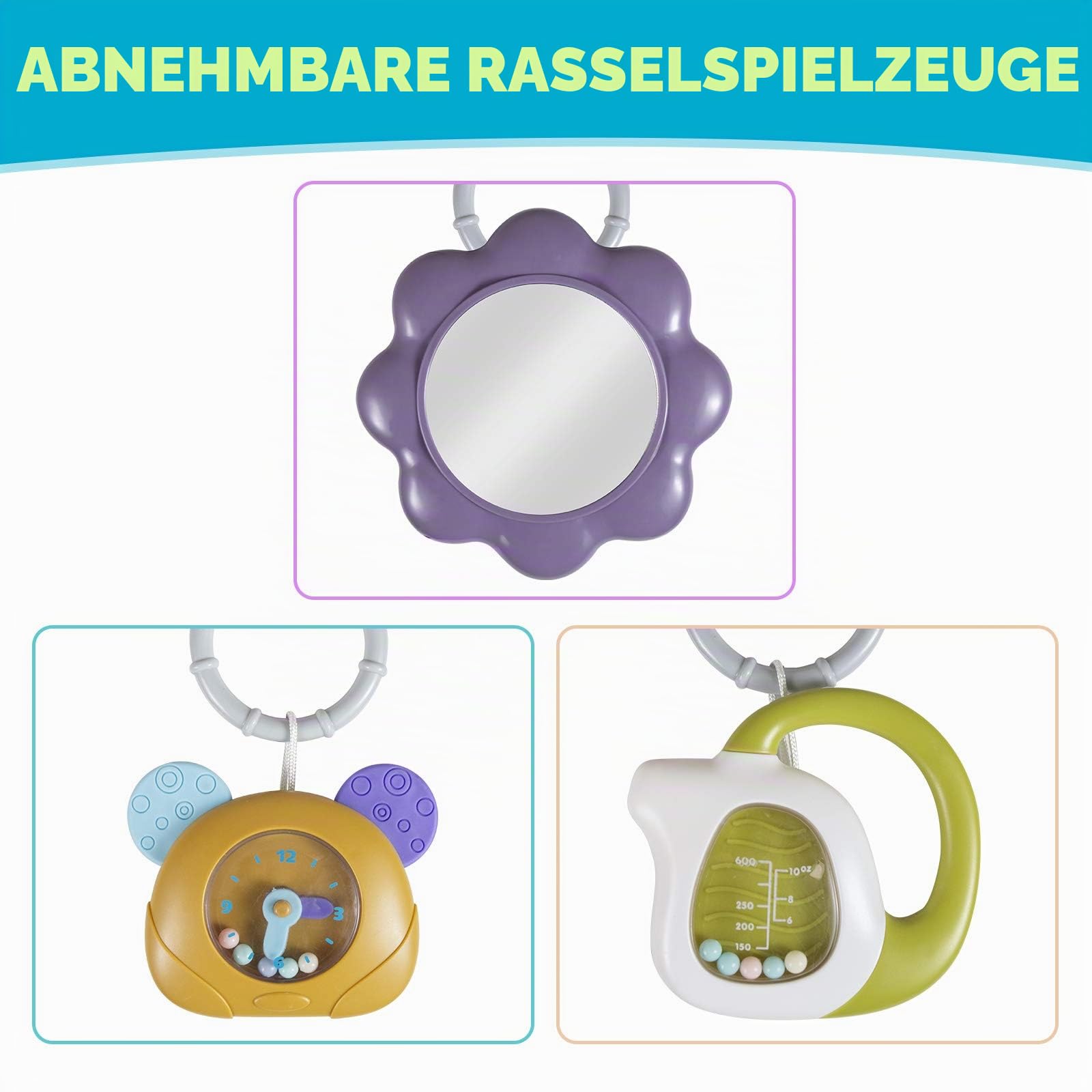 caterbee Baby Piano Gym Spielmatte, Neugeborenes Aktivitätsspielzeug mit Klavier, Spielmatte Activity Gym für Kleinkind (Rosa)