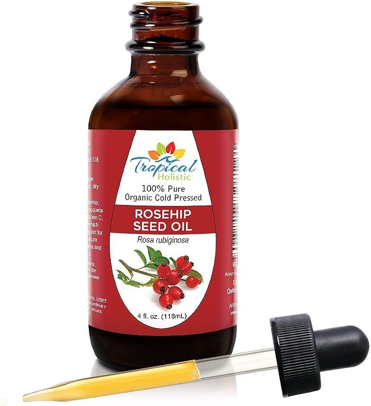 Tropical Holistic Óleo facial de rosa mosqueta orgânico, prensado a frio e não refinado, 120 mL