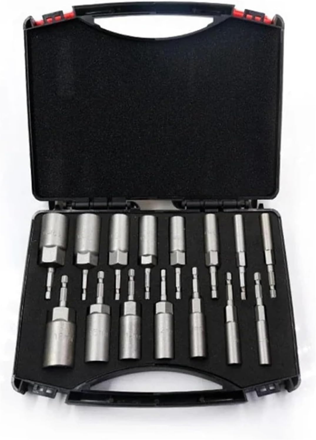 5.5mm-19mm Hex Socket Sleeve Nozzles Nut Driver Set Power Screwdriver Handle Tools Power Drills Impact Drivers(15pcs With Box)