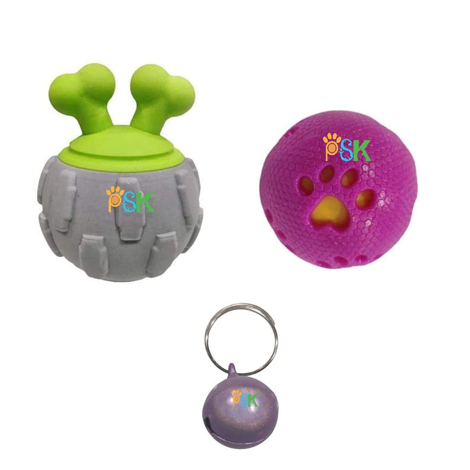 PSK PET MART Squeaky TPR & Foam Made Rubber Ball with Horn Chew Toy for Dogs & Puppies + Hard Squeak Ball in Ball (Combo of 2) Free Radium Bell (Colour May Very) (B08VMP7SKZ) Amazon Price History, Amazon Price Tracker