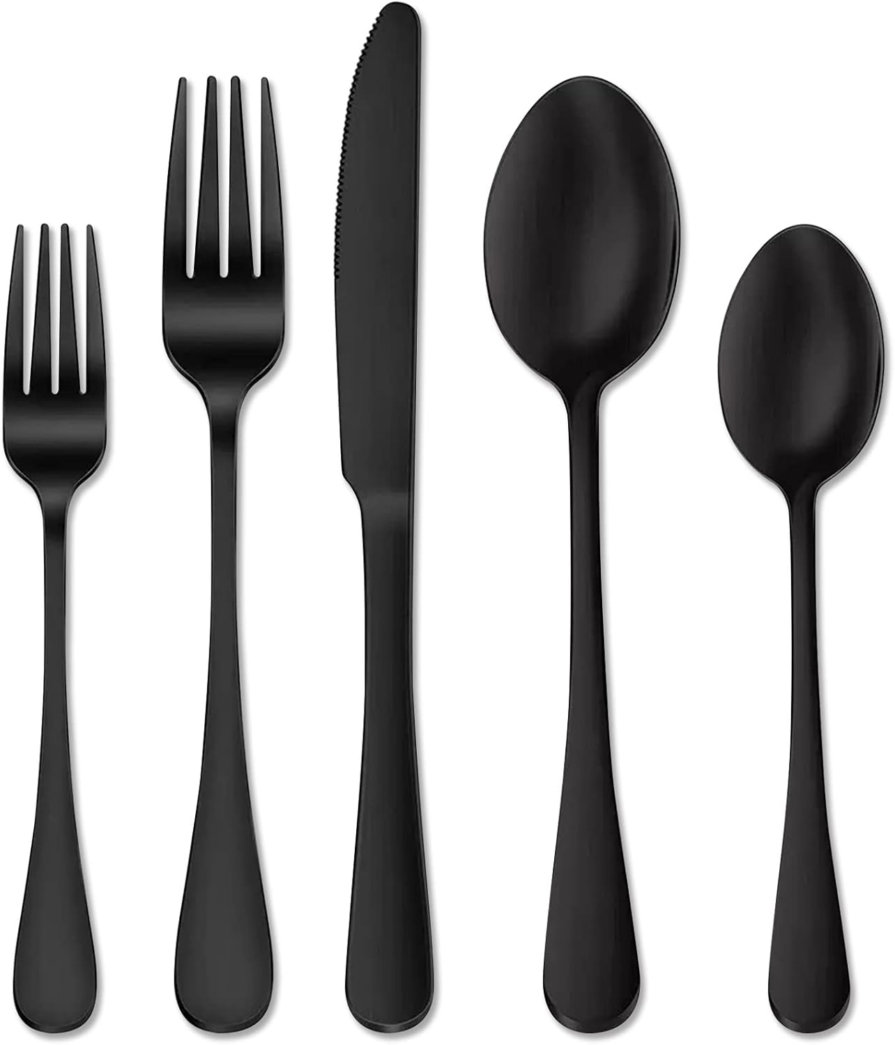 Matte Black Silverware Set, 20 Piece FoodGrade Stainless Steel Black Flatware Set