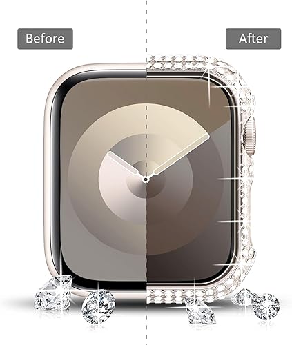 Miniatura 4 de Surace Funda de 1.614 in compatible con Apple Watch Series 9, 8, 7, parachoques protector con más de 400 diamantes de cristal, estilo brillante