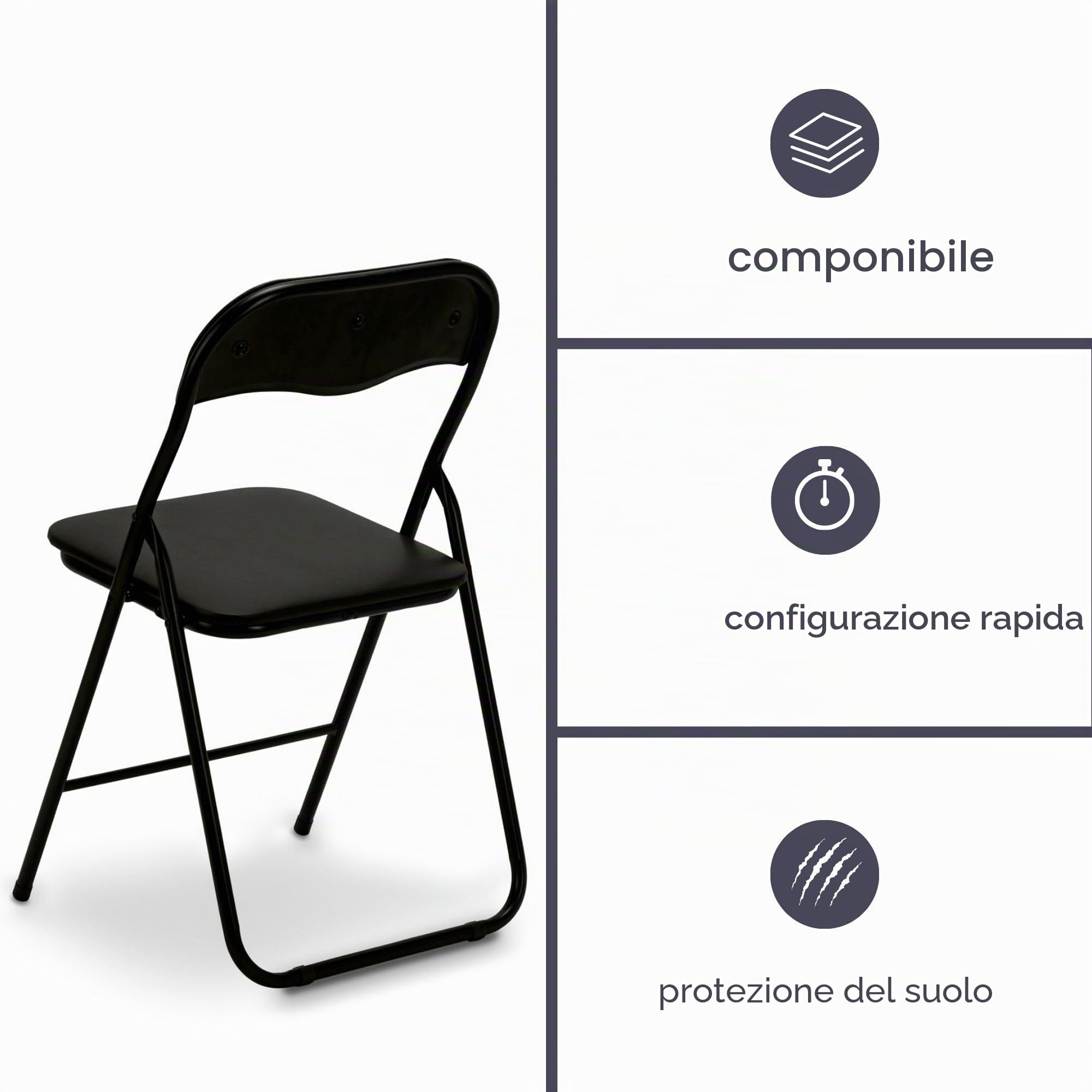 Perel Sedia pieghevole resistente alle intemperie, 150 kg, colore nero