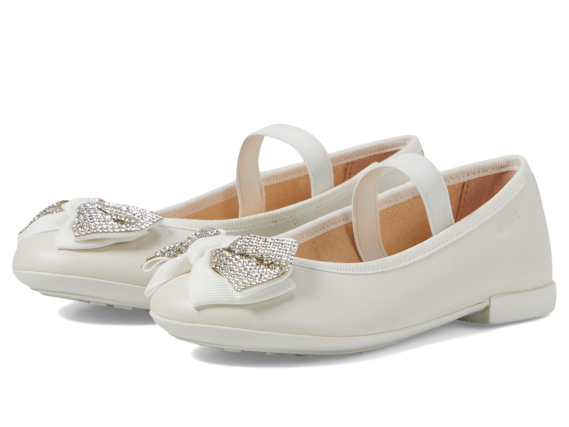 Geox Girls' Jr Plie' D Ballet Flat, White, 13 UK
