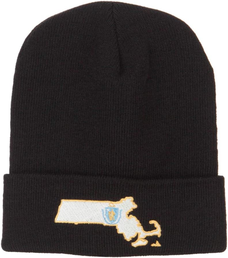 e4Hats.com Massachusetts State Flag Map Embroidered Long Beanie