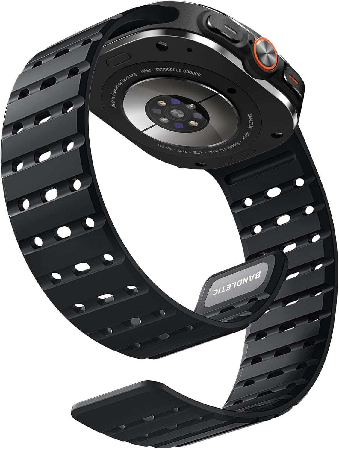 Bandletic Magnetic Sport Band Compatible with Samsung Galaxy Watch Ultra Bands (2025/2024) 47mm, Rugged Thin Soft Silicone Waterproof Strap Replacement Wristbands for Men Women, Black