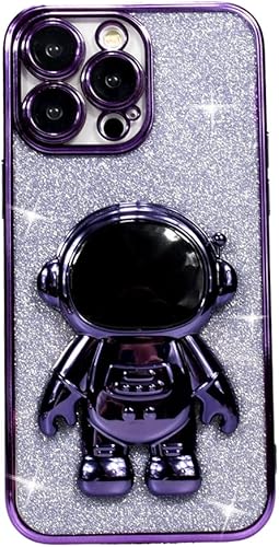 Miniatura 7 de Funda compatible con iPhone 11 Pro para mujer, soporte oculto de astronauta chapado en 6D, lujosa funda brillante para iPhone 11 Pro, funda con