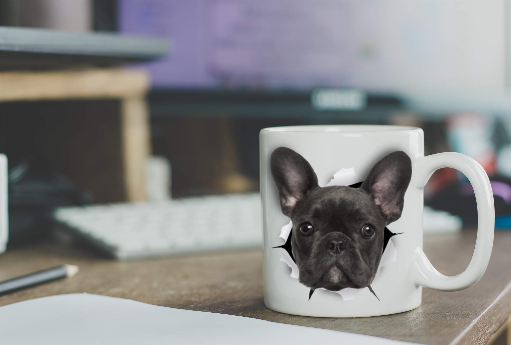 Tasse Amoureux Mug Humoristique Bouledogue Français Père Noël Sapin De Noël  Lumières Cadeau De Noel Pour Chien, image size:2000x1350
