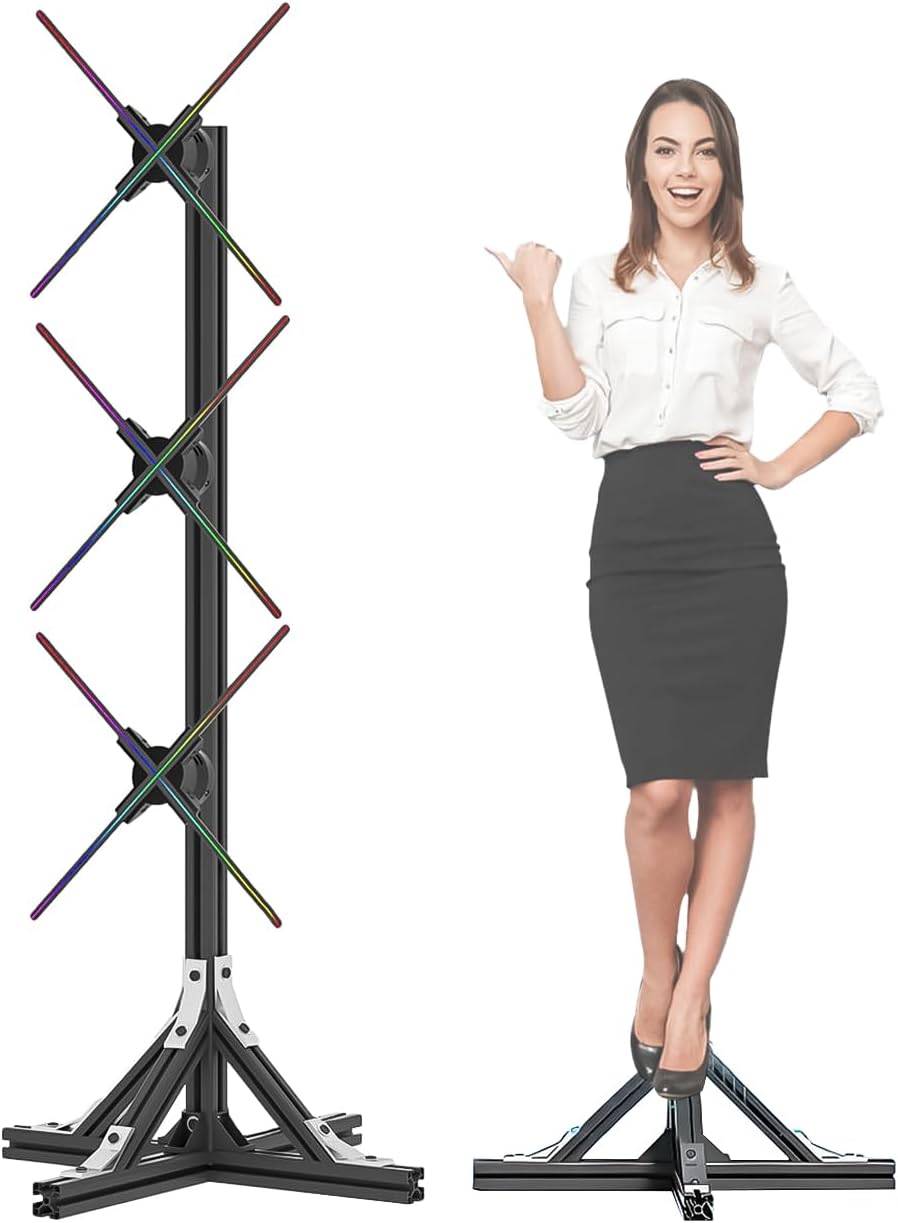 3D Hologram Projector Fan , 3D Splicing LED Advertising Display for Business Promotion, Shopping Malls, Retail Stores, Events, and Home Decor, WiFi Controlled Holographic Light